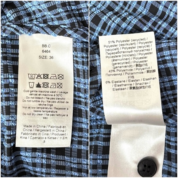 GANNI Plaid Check Stretch Seersucker High Rise Bootcut Flare Leg Pants 4 - Picture 9 of 10